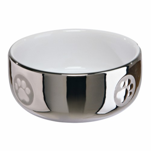 Trixie Keramikkskål sølv/hvit 0,3L